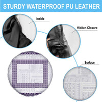 Samoa Siapo Purple Trimmed Spare Tire Cover Samoa White Sunday - Polynesian Pride