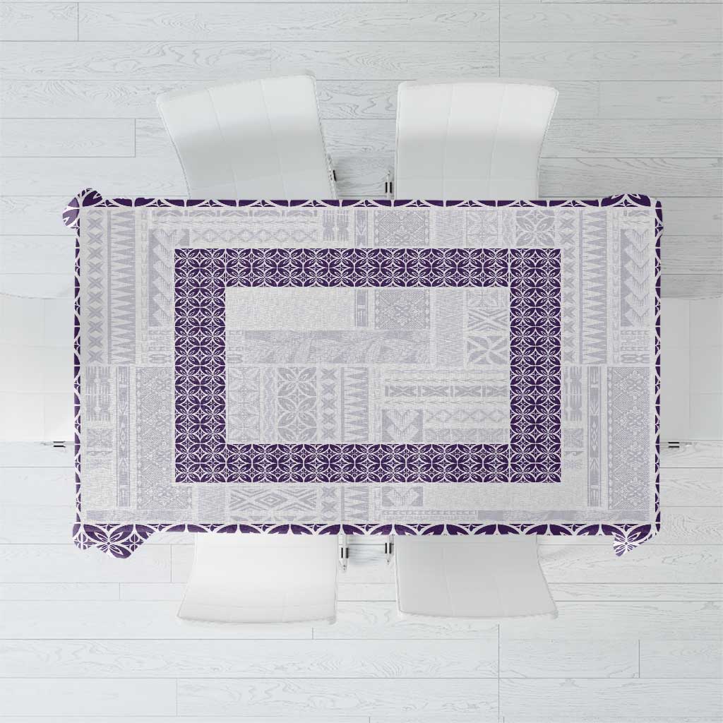 Samoa Siapo Purple Trimmed Tablecloth Samoa White Sunday - Polynesian Pride