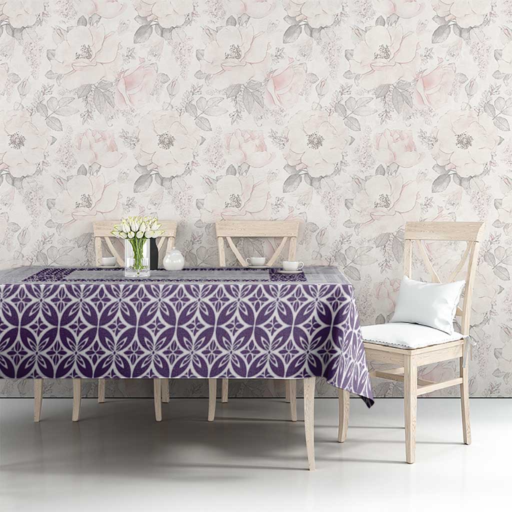 Samoa Siapo Purple Trimmed Tablecloth Samoa White Sunday - Polynesian Pride