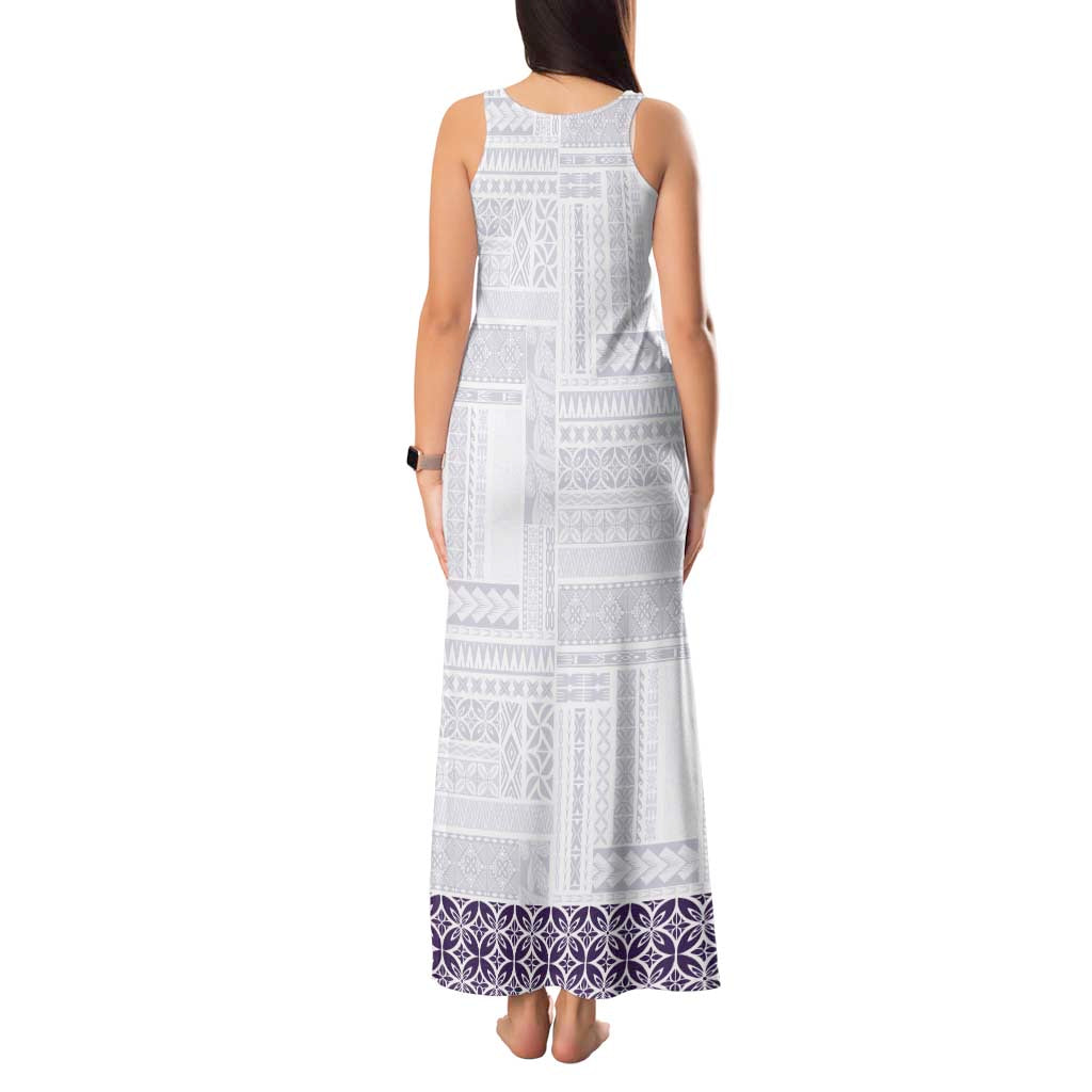 Samoa Siapo Purple Trimmed Tank Maxi Dress Samoa White Sunday - Polynesian Pride