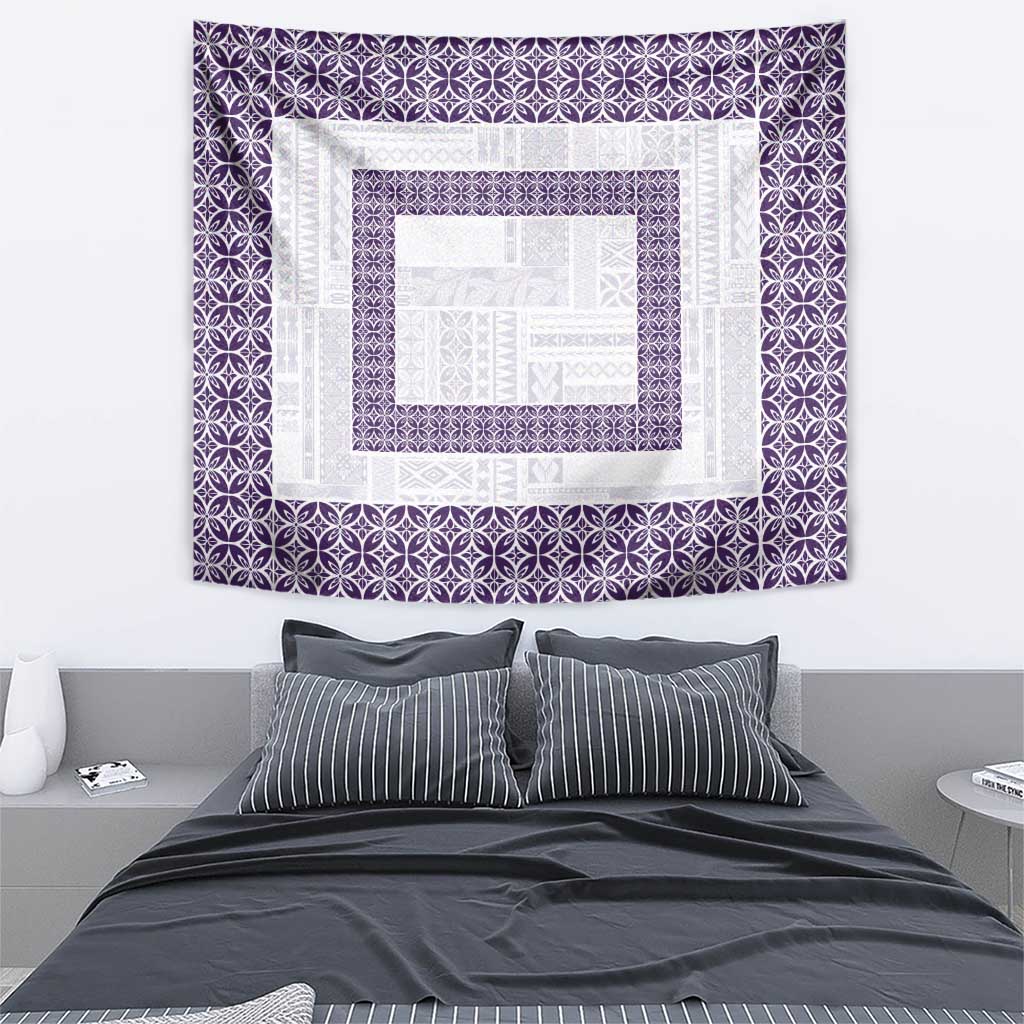 Samoa Siapo Purple Trimmed Tapestry Samoa White Sunday - Polynesian Pride