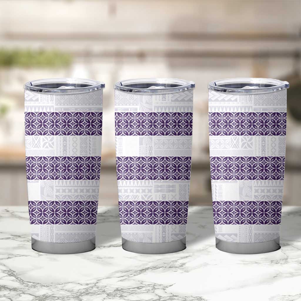 Samoa Siapo Purple Trimmed Tumbler Cup Samoa White Sunday - Polynesian Pride