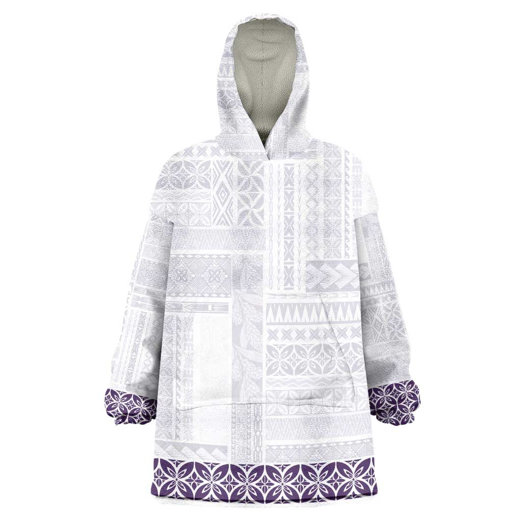 Samoa Siapo Purple Trimmed Wearable Blanket Hoodie Samoa White Sunday - Polynesian Pride