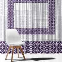 Samoa Siapo Purple Trimmed Window Curtain Samoa White Sunday - Polynesian Pride