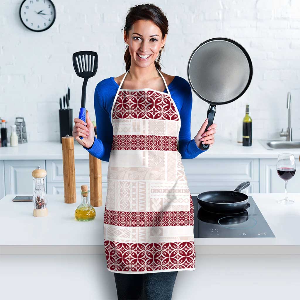 Samoa Siapo Red Trimmed Apron Samoa White Sunday - Polynesian Pride
