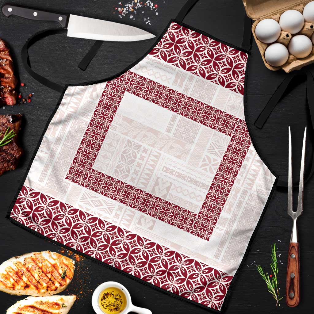 Samoa Siapo Red Trimmed Apron Samoa White Sunday - Polynesian Pride