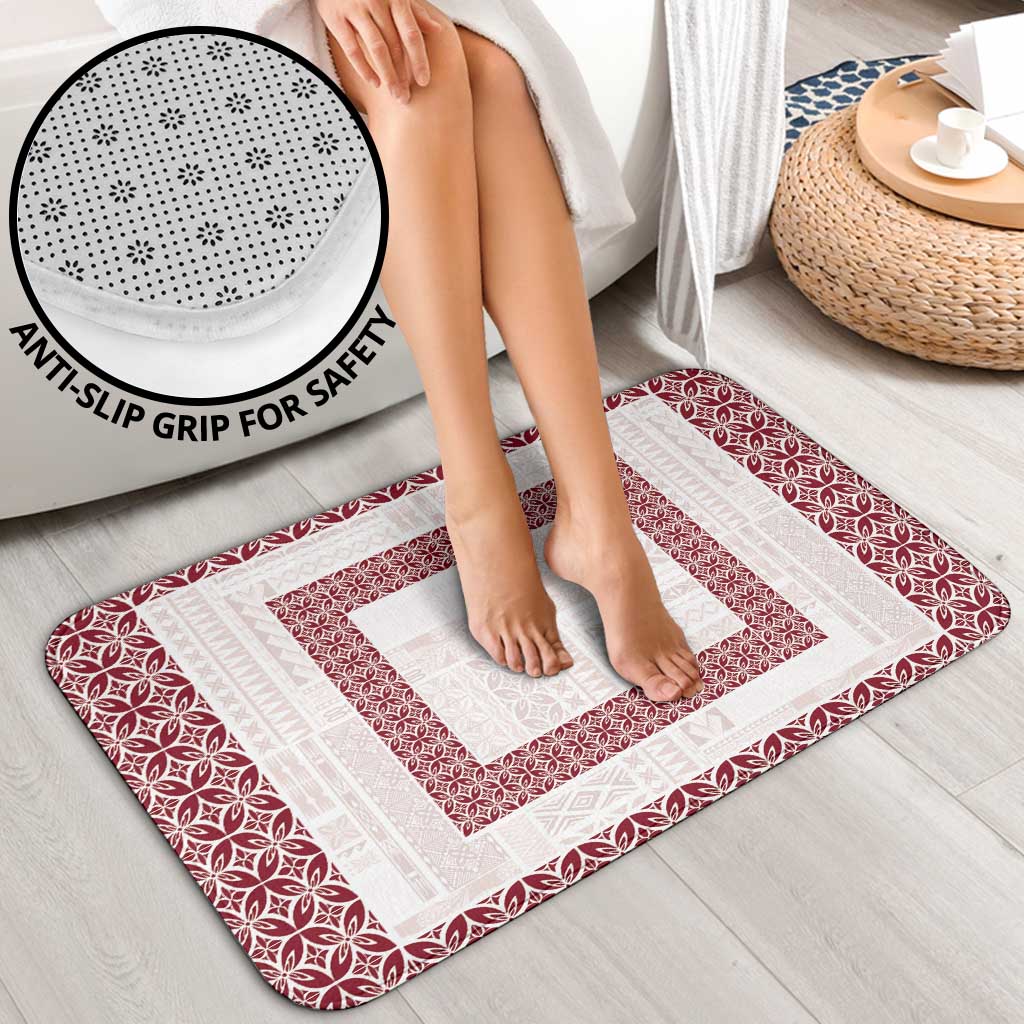 Samoa Siapo Red Trimmed Bathroom Set Samoa White Sunday - Polynesian Pride