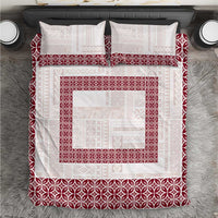 Samoa Siapo Red Trimmed Bedding Set Samoa White Sunday - Polynesian Pride