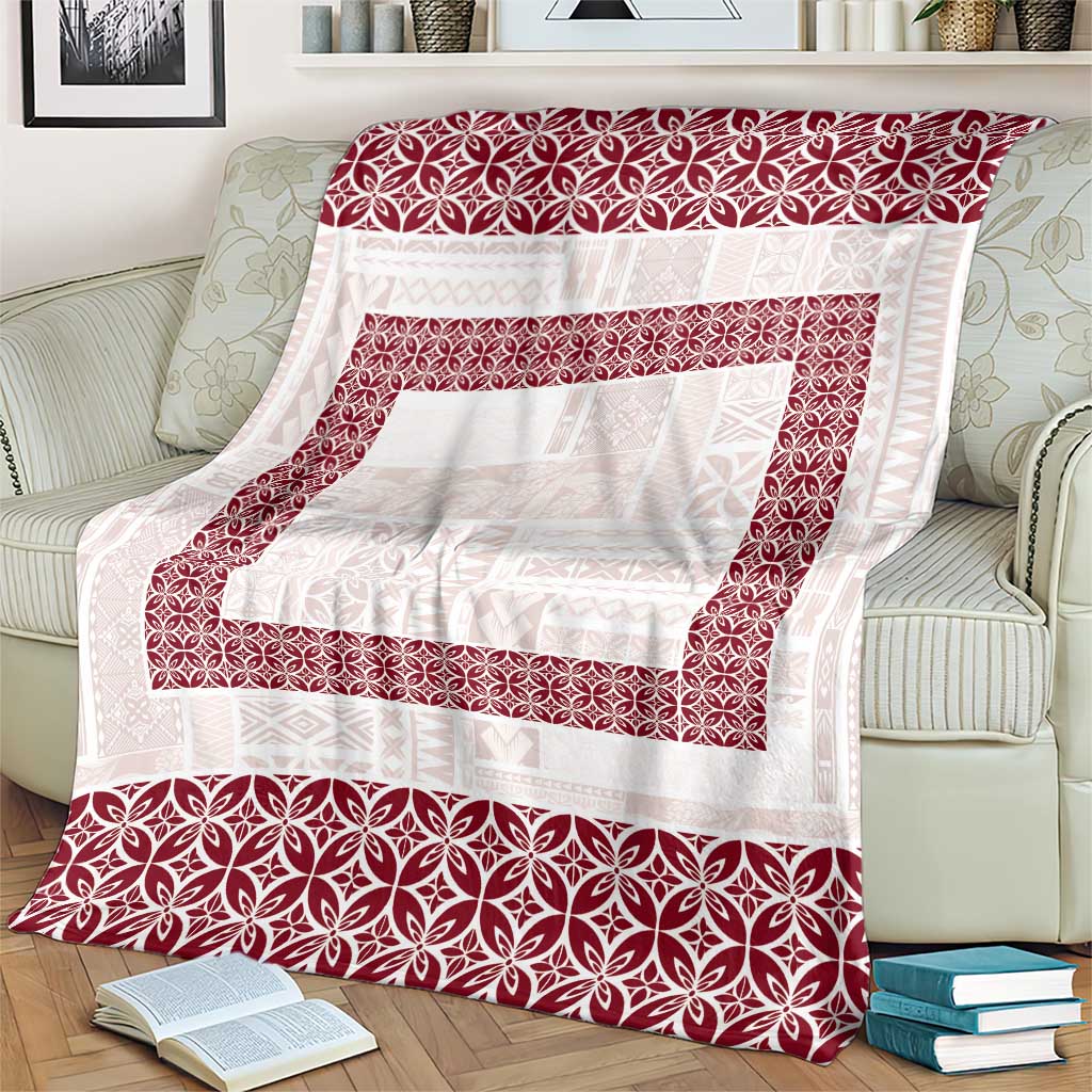 Samoa Siapo Red Trimmed Blanket Samoa White Sunday - Polynesian Pride