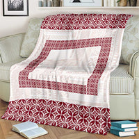 Samoa Siapo Red Trimmed Blanket Samoa White Sunday - Polynesian Pride