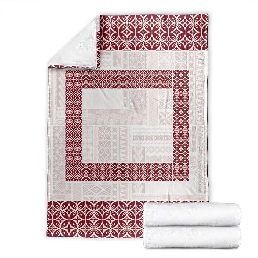 Samoa Siapo Red Trimmed Blanket Samoa White Sunday - Polynesian Pride