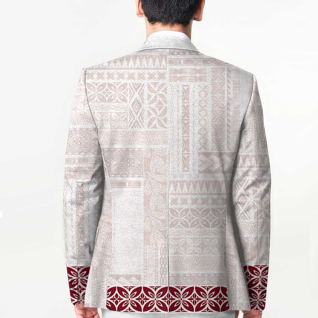 Samoa Siapo Red Trimmed Blazer Samoa White Sunday - Polynesian Pride