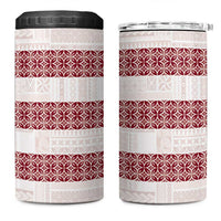 Samoa Siapo Red Trimmed 4 in 1 Can Cooler Tumbler Samoa White Sunday - Polynesian Pride