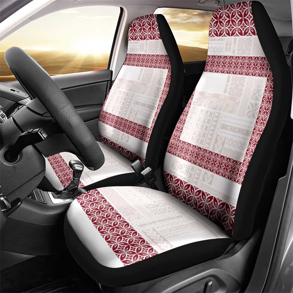 Samoa Siapo Red Trimmed Car Seat Cover Samoa White Sunday - Polynesian Pride