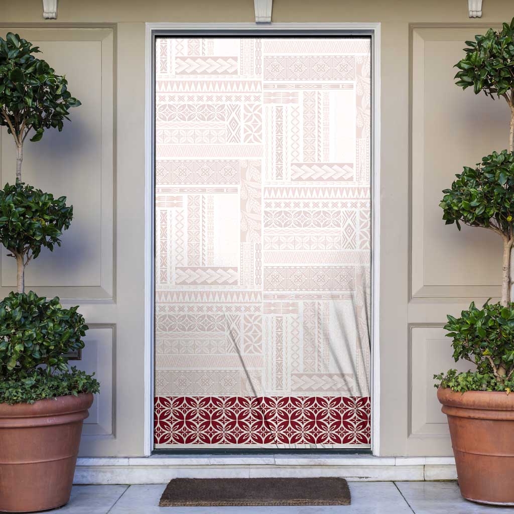 Samoa Siapo Red Trimmed Door Cover Samoa White Sunday - Polynesian Pride