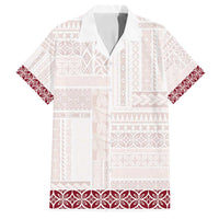 Samoa Siapo Red Trimmed Family Matching Tank Maxi Dress and Hawaiian Shirt Samoa White Sunday - Polynesian Pride