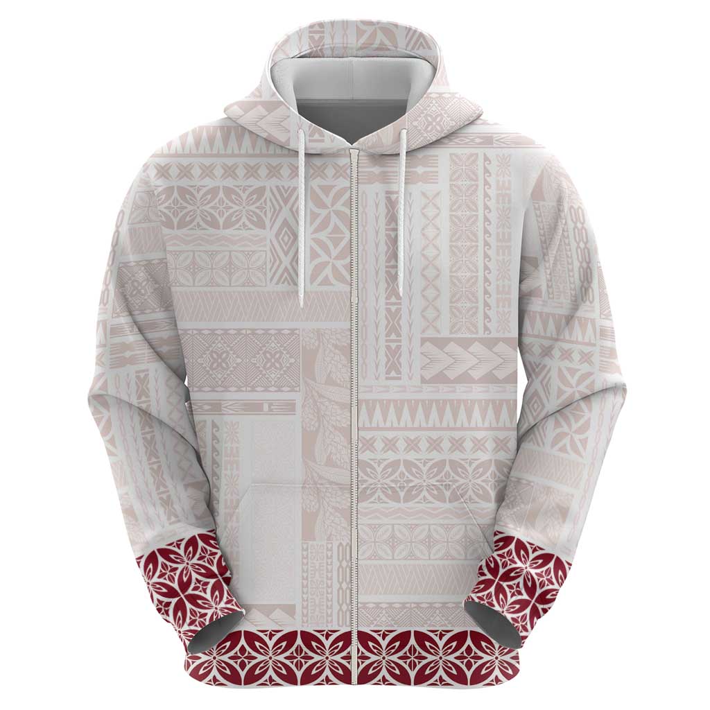 Samoa Siapo Red Trimmed Hoodie Samoa White Sunday - Polynesian Pride