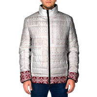 Samoa Siapo Red Trimmed Padded Jacket Samoa White Sunday - Polynesian Pride