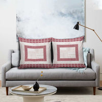 Samoa Siapo Red Trimmed Pillow Cover Samoa White Sunday - Polynesian Pride