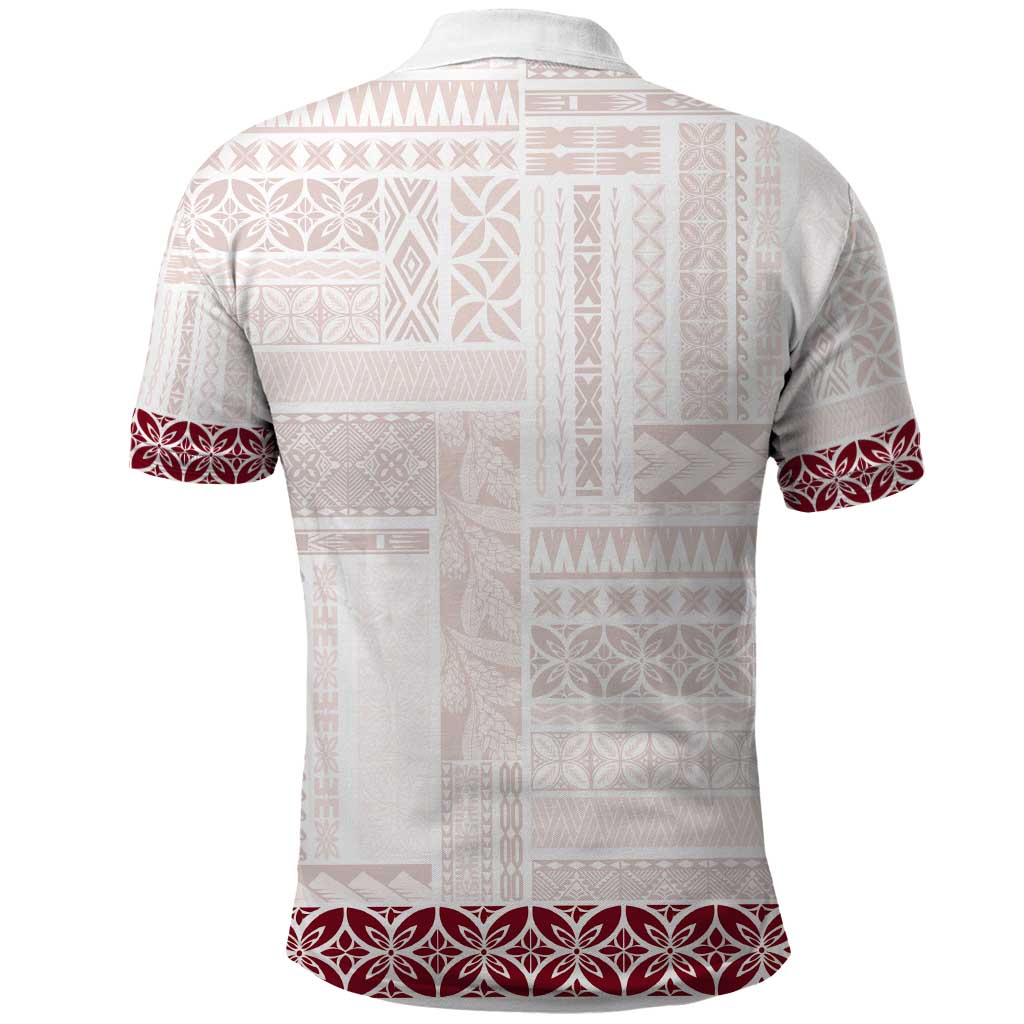 Samoa Siapo Red Trimmed Polo Shirt Samoa White Sunday - Polynesian Pride