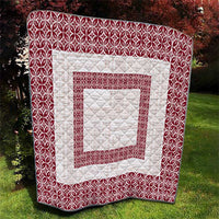 Samoa Siapo Red Trimmed Quilt Samoa White Sunday - Polynesian Pride