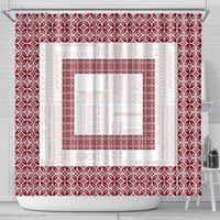 Samoa Siapo Red Trimmed Shower Curtain Samoa White Sunday - Polynesian Pride