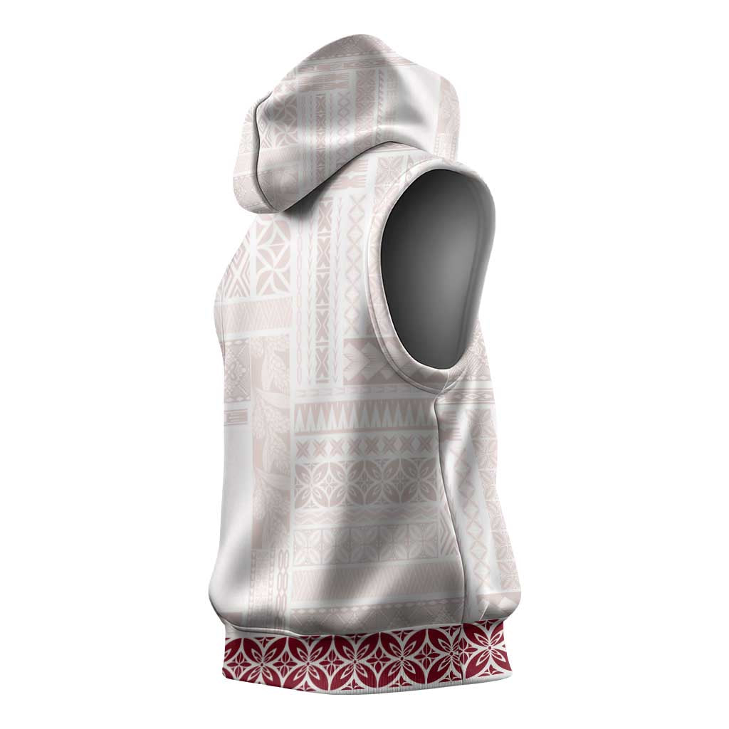 Samoa Siapo Red Trimmed Sleeveless Hoodie Samoa White Sunday - Polynesian Pride