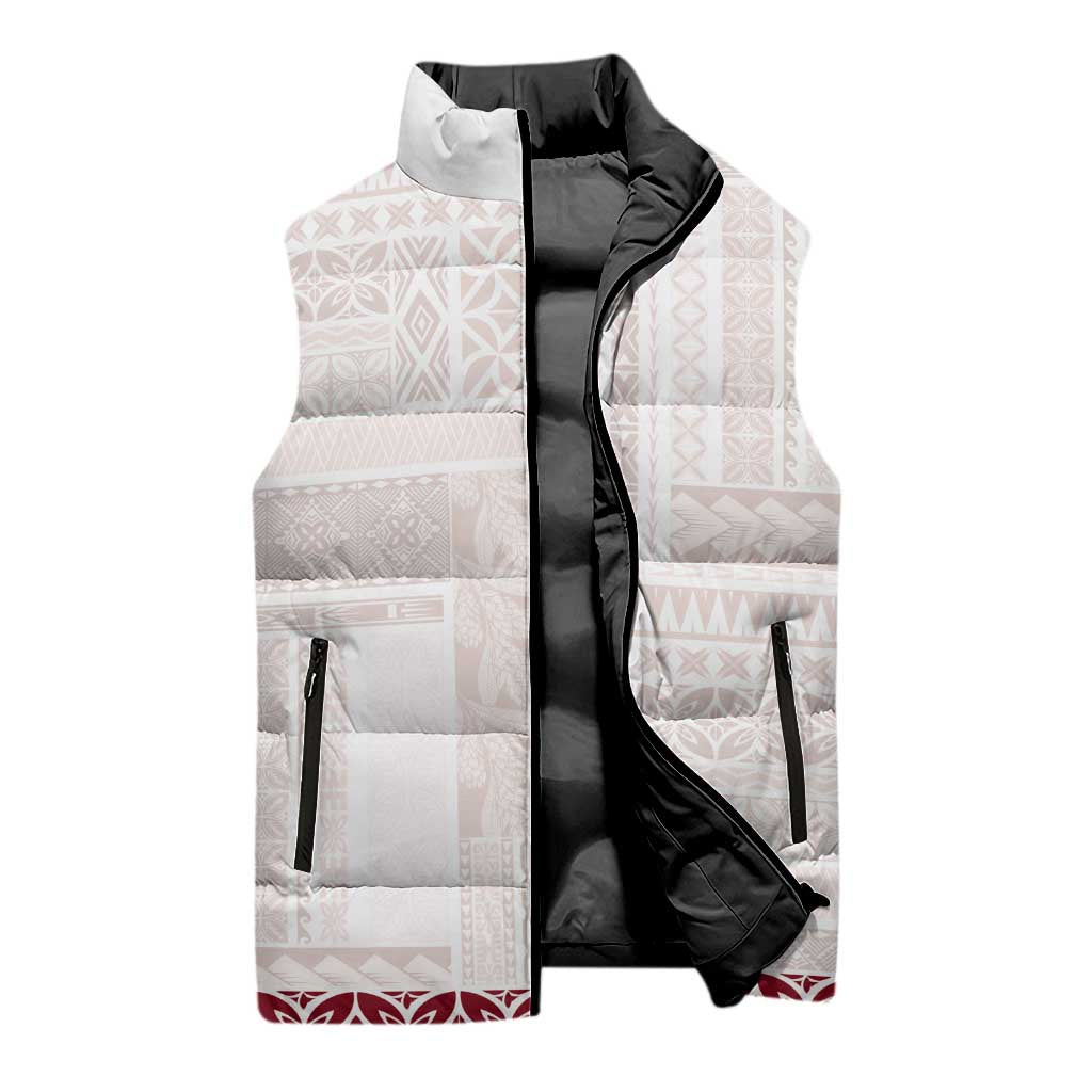 Samoa Siapo Red Trimmed Sleeveless Puffer Jacket Samoa White Sunday - Polynesian Pride