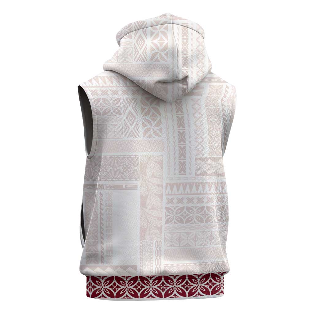 Samoa Siapo Red Trimmed Sleeveless Zip Hoodie Samoa White Sunday - Polynesian Pride