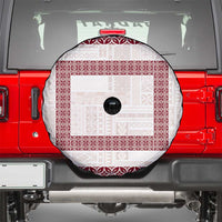 Samoa Siapo Red Trimmed Spare Tire Cover Samoa White Sunday - Polynesian Pride