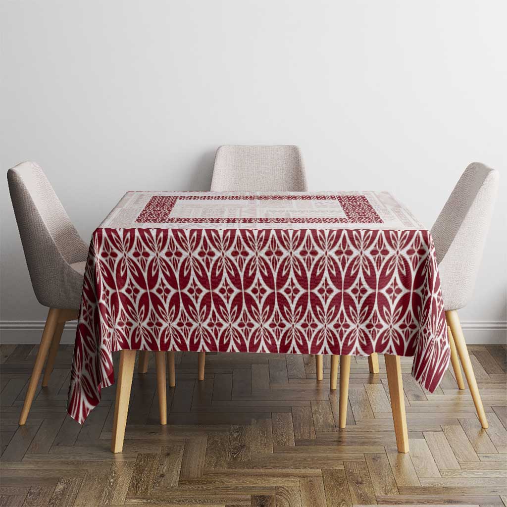 Samoa Siapo Red Trimmed Tablecloth Samoa White Sunday - Polynesian Pride