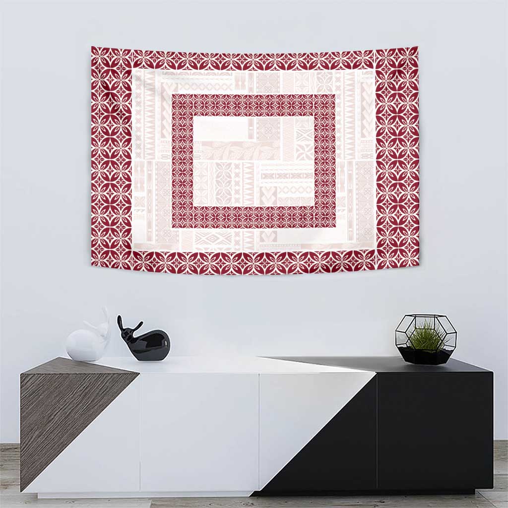 Samoa Siapo Red Trimmed Tapestry Samoa White Sunday - Polynesian Pride