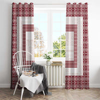 Samoa Siapo Red Trimmed Window Curtain Samoa White Sunday - Polynesian Pride