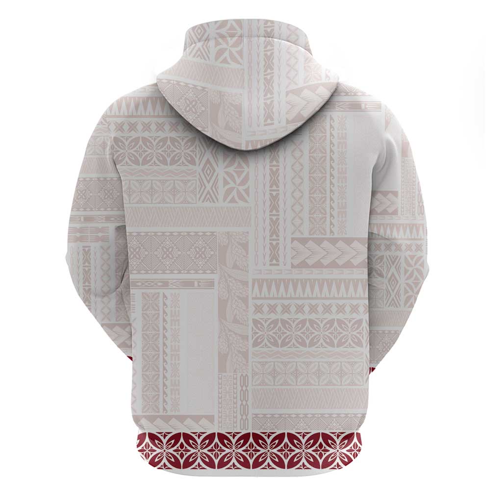 Samoa Siapo Red Trimmed Zip Hoodie Samoa White Sunday - Polynesian Pride