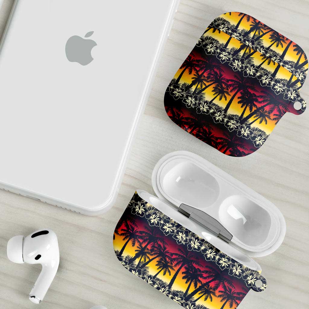 Hawaii Hibiscus Palm Tree Sunset AirPods Case Tropical Style - Polynesian Pride