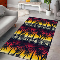 Hawaii Hibiscus Palm Tree Sunset Area Rug Tropical Style - Polynesian Pride