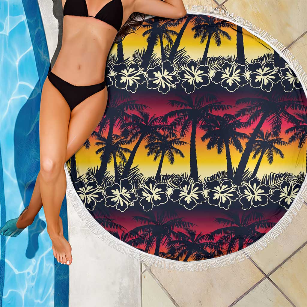 Hawaii Hibiscus Palm Tree Sunset Beach Blanket Tropical Style - Polynesian Pride