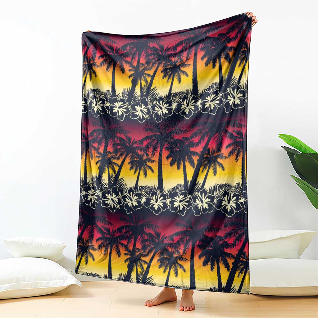 Hawaii Hibiscus Palm Tree Sunset Blanket Tropical Style LT01 - Polynesian Pride