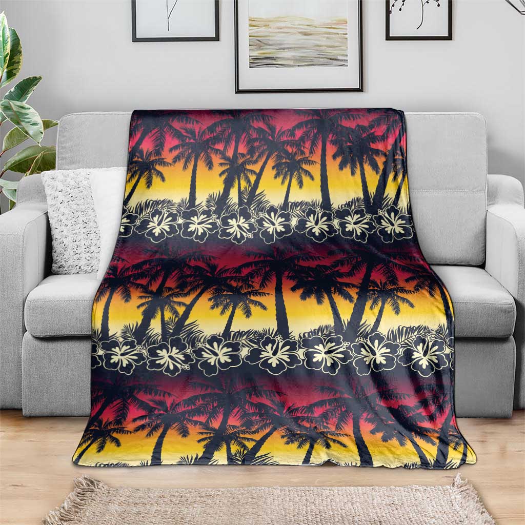 Hawaii Hibiscus Palm Tree Sunset Blanket Tropical Style LT01 - Polynesian Pride