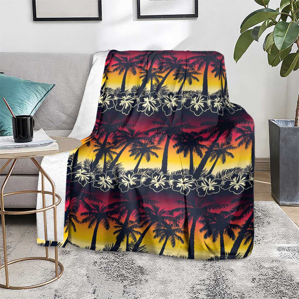 Hawaii Hibiscus Palm Tree Sunset Blanket Tropical Style LT01 - Polynesian Pride