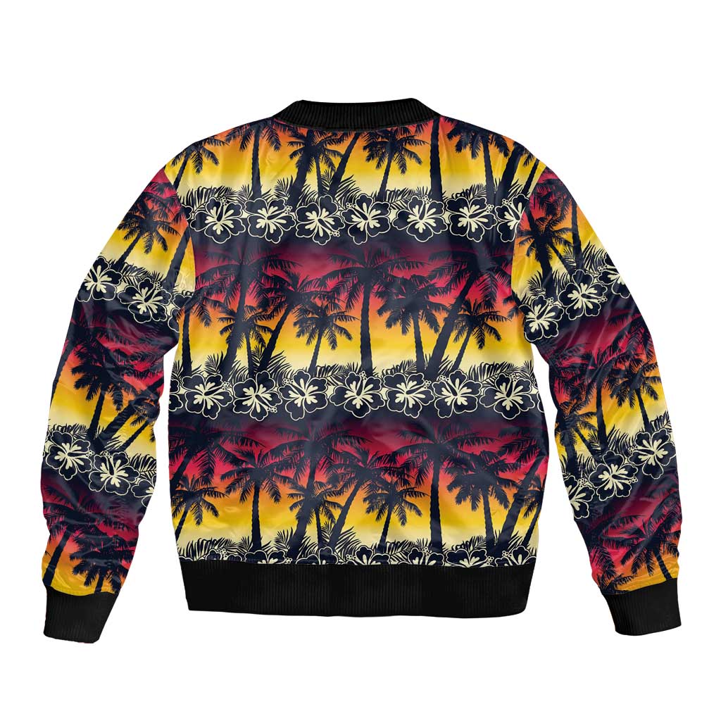 Hawaii Hibiscus Palm Tree Sunset Bomber Jacket Tropical Style LT01 - Polynesian Pride