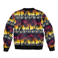 Hawaii Hibiscus Palm Tree Sunset Bomber Jacket Tropical Style LT01 - Polynesian Pride