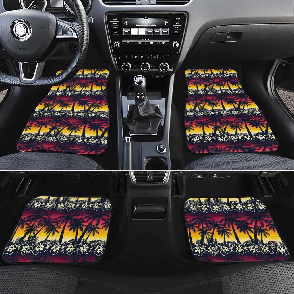 Hawaii Hibiscus Palm Tree Sunset Car Mats Tropical Style - Polynesian Pride