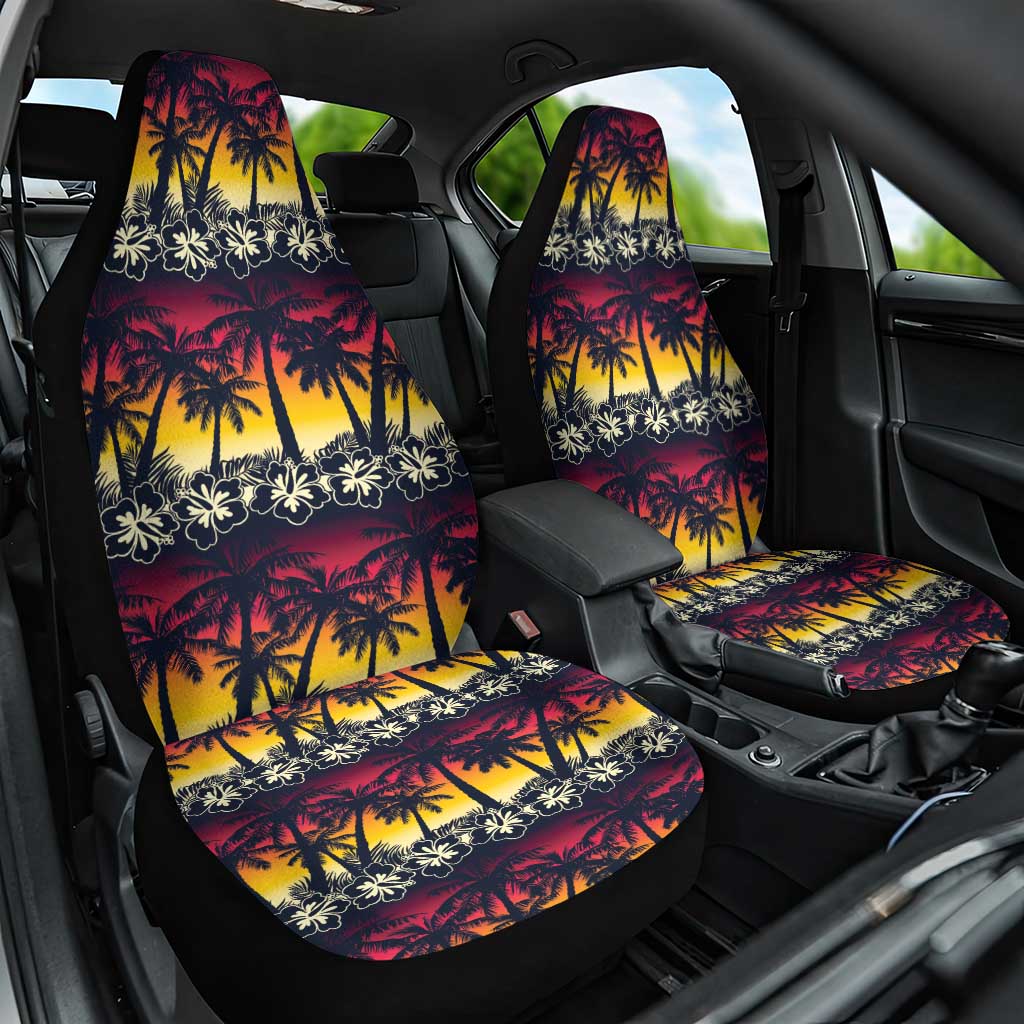 Hawaii Hibiscus Palm Tree Sunset Car Seat Cover Tropical Style - Polynesian Pride
