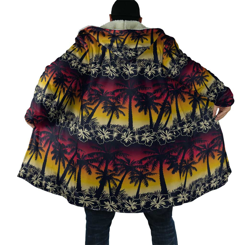 Hawaii Hibiscus Palm Tree Sunset Cloak Tropical Style - Polynesian Pride