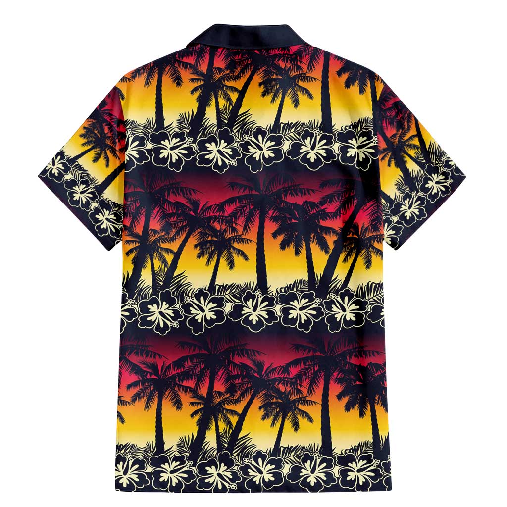 Hawaii Hibiscus Palm Tree Sunset Family Matching Mermaid Dress and Hawaiian Shirt Tropical Style - Polynesian Pride