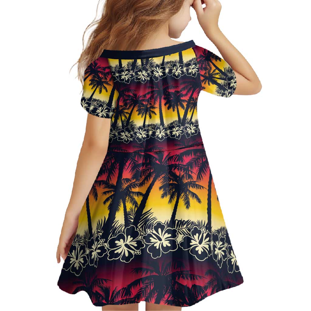 Hawaii Hibiscus Palm Tree Sunset Family Matching Off Shoulder Maxi Dress and Hawaiian Shirt Tropical Style - Polynesian Pride