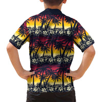 Hawaii Hibiscus Palm Tree Sunset Family Matching Puletasi and Hawaiian Shirt Tropical Style - Polynesian Pride
