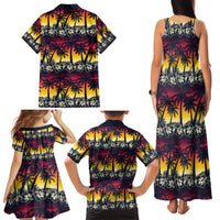 Hawaii Hibiscus Palm Tree Sunset Family Matching Tank Maxi Dress and Hawaiian Shirt Tropical Style - Polynesian Pride