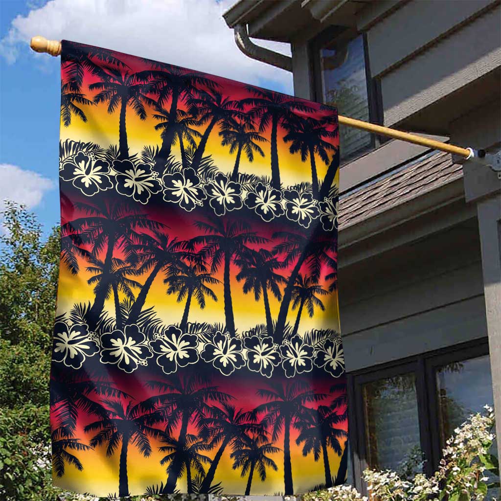 Hawaii Hibiscus Palm Tree Sunset Garden Flag Tropical Style LT01 - Polynesian Pride